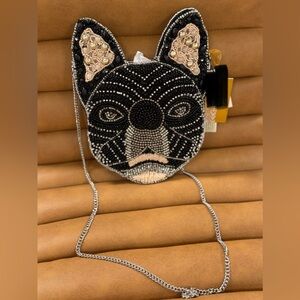 Beaded Dog Face Crossbody Bag